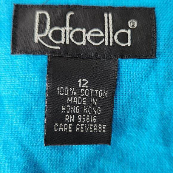 Vintage 90s Boho Button Front Cotton Midi Dress Blue Pockets Size 12 - Picture 3 of 8